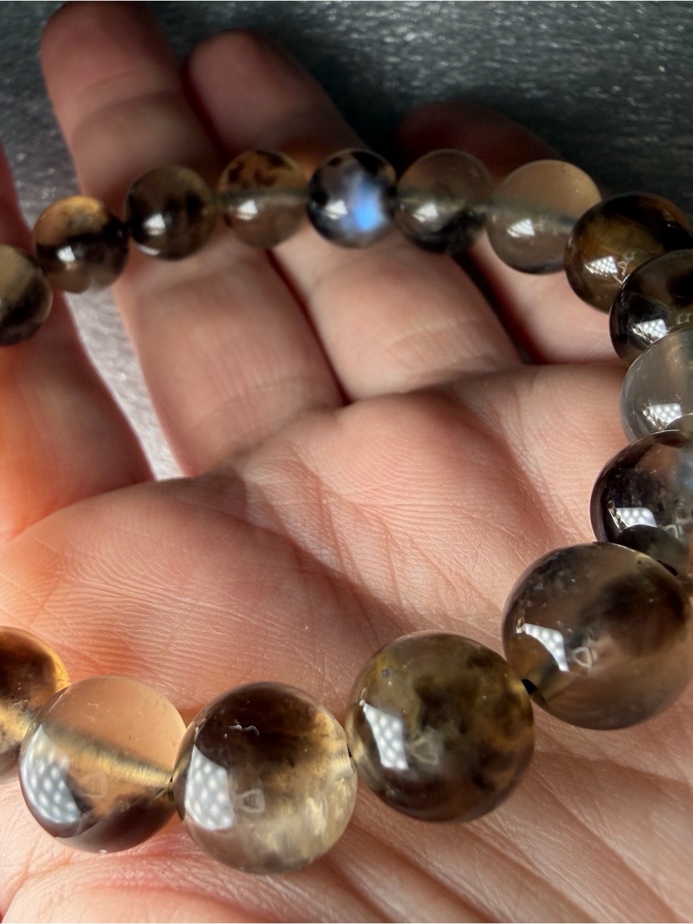 LAST ONE- Rare 10MM Finland Leopard Labradorite Natural Crystal Bracelet